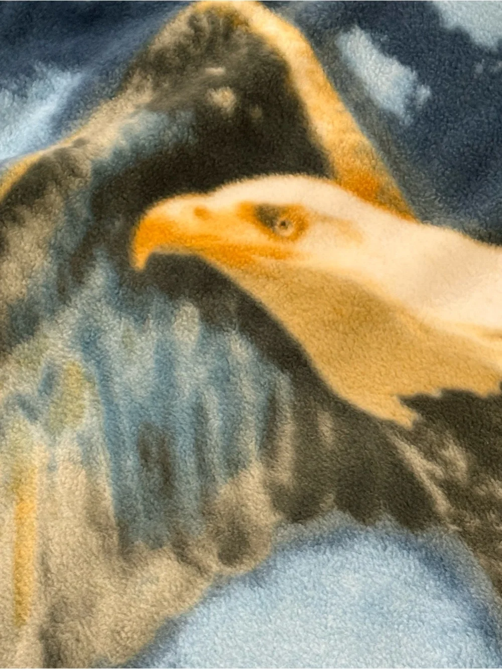 Patriotic Themed & Bald Eagle Flying Reversible 55” X 67” Fleece Tied Blanket